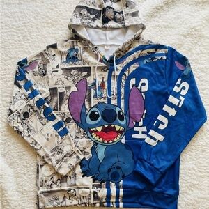 Stitch Comic Strip Hoodie SZ L 💙 Ohana Means Style! Adults